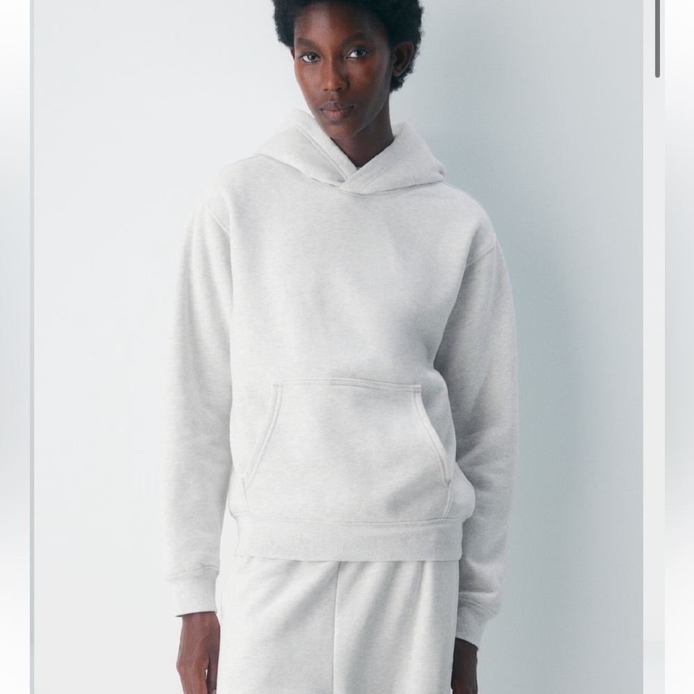 Aritzia Cozy Fleece Perfect Fit Hoodie Heather Cloud White
